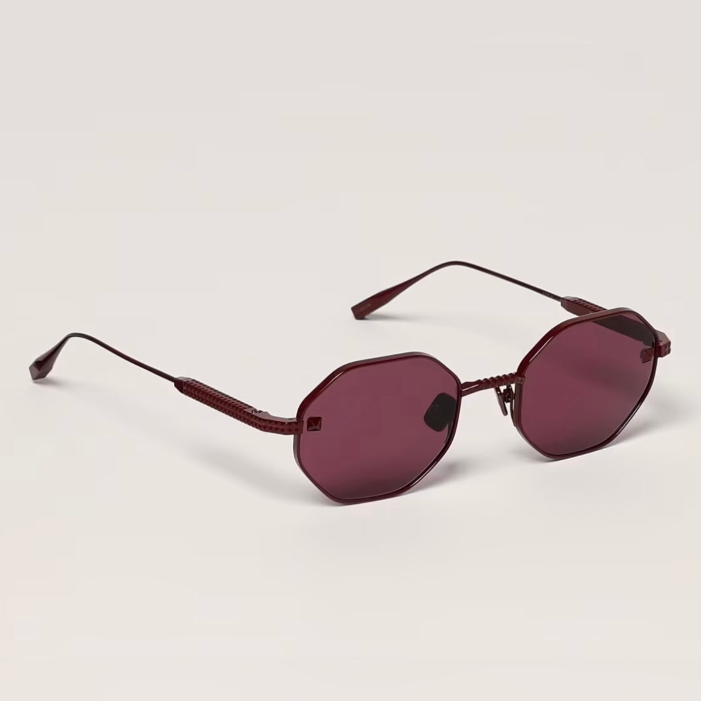 New Auth Valentino Burgundy Titanium V-Stud Vls-122 Geometric $810 Sunglasses